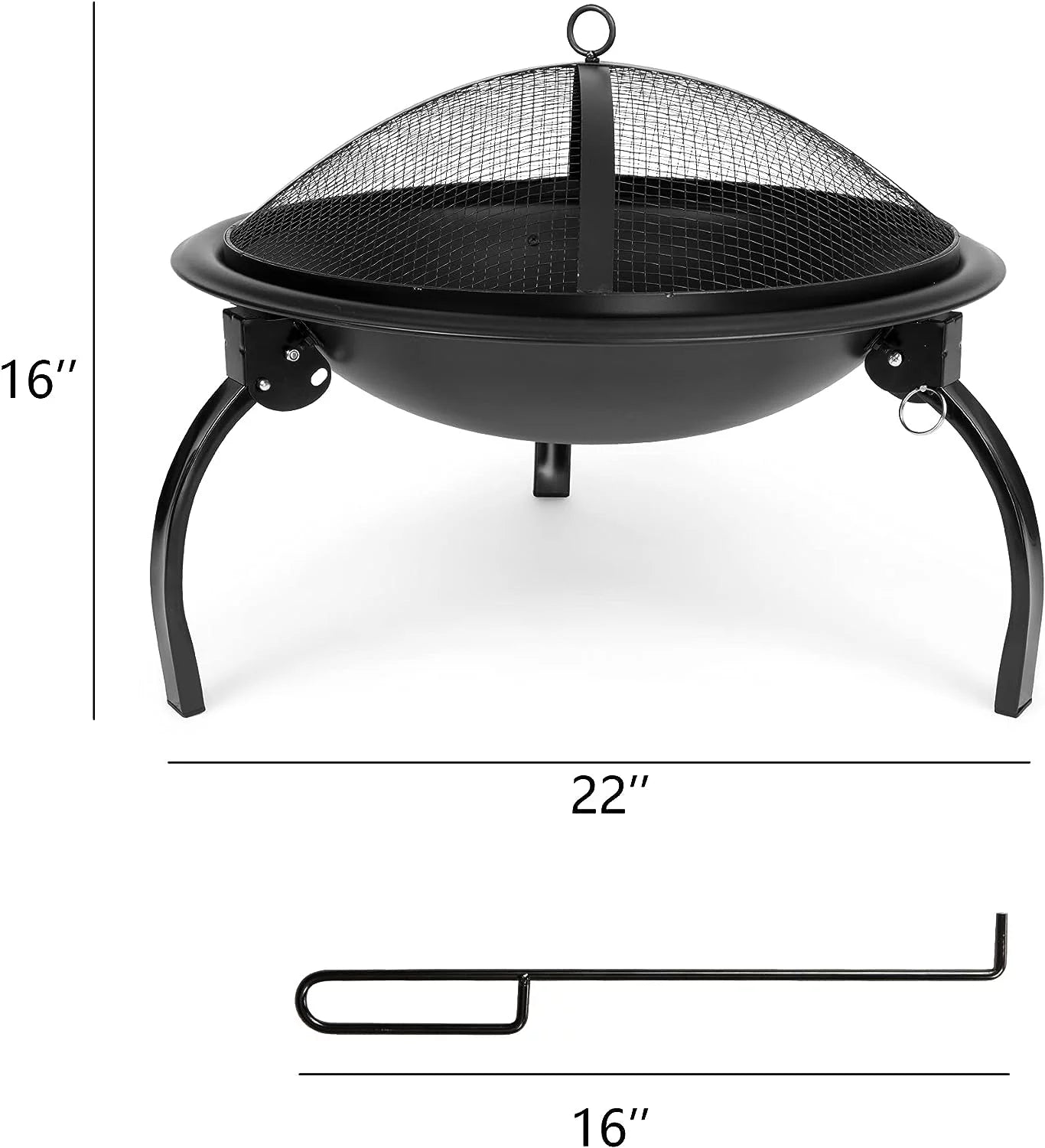 22" Foldable Mini Fire Pit with Mesh Spark Screen D19331