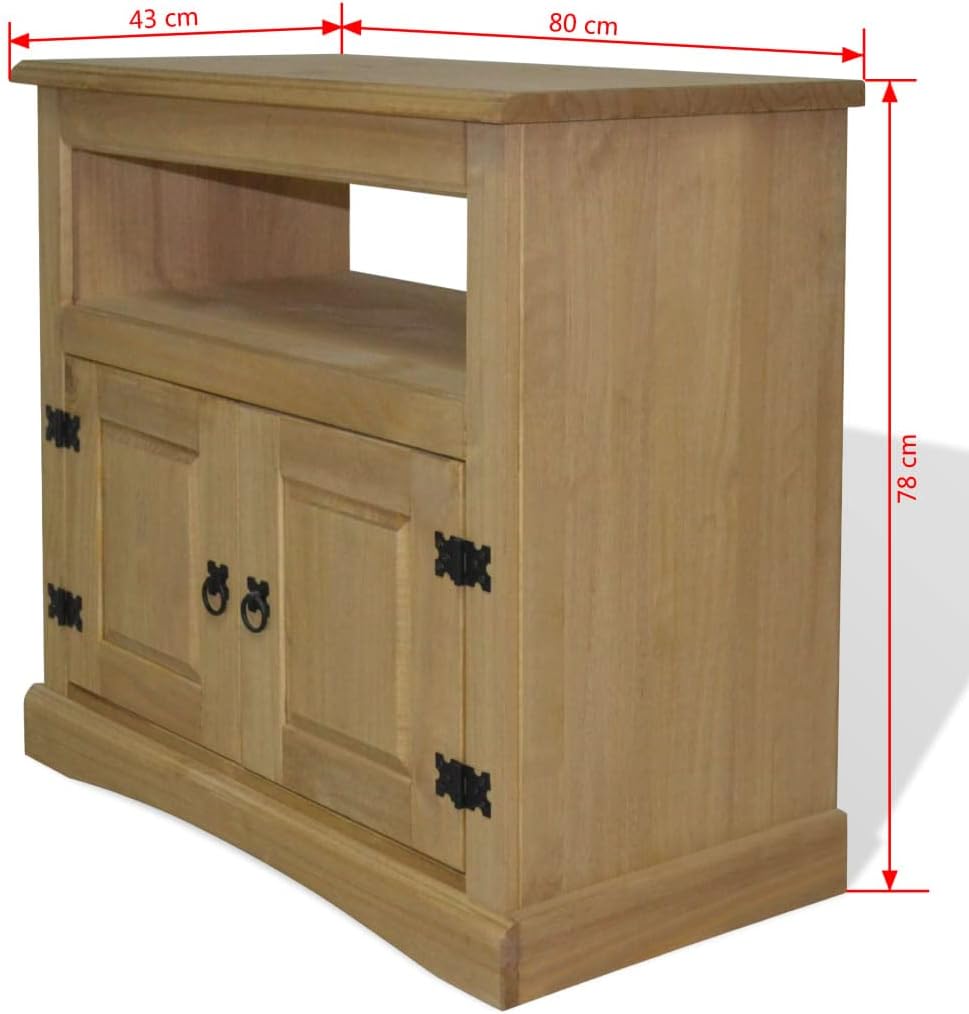 Rustic TV Cabinet with Storage Space, Mexican Pine, 31.5"x16.9"x30.7" E3137