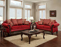 Red Leatherette Sofa and Loveseat P640