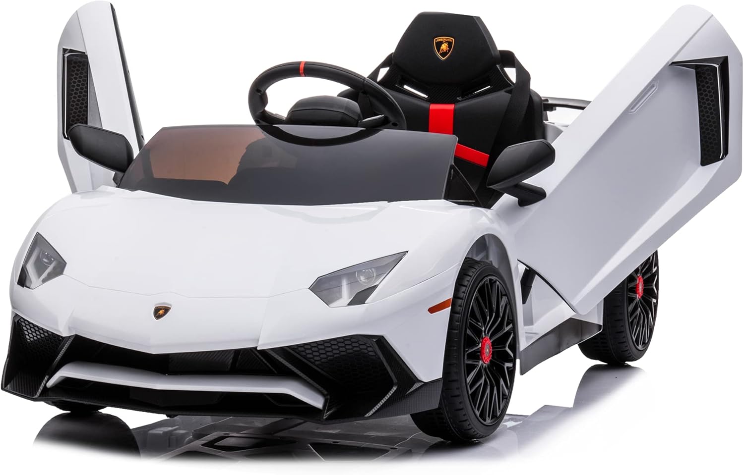 12V Licensed Lamborghini Aventador Battery Powered Sports Car Toy - Black Y842337