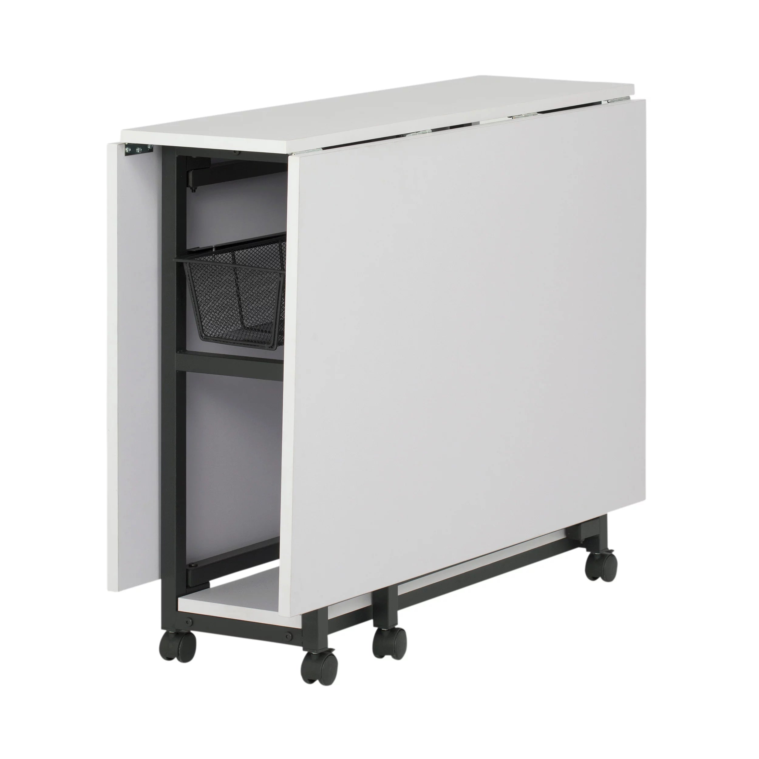 Charcoal White Mobile Fabric Cutting Table with Storage 30" H P7816