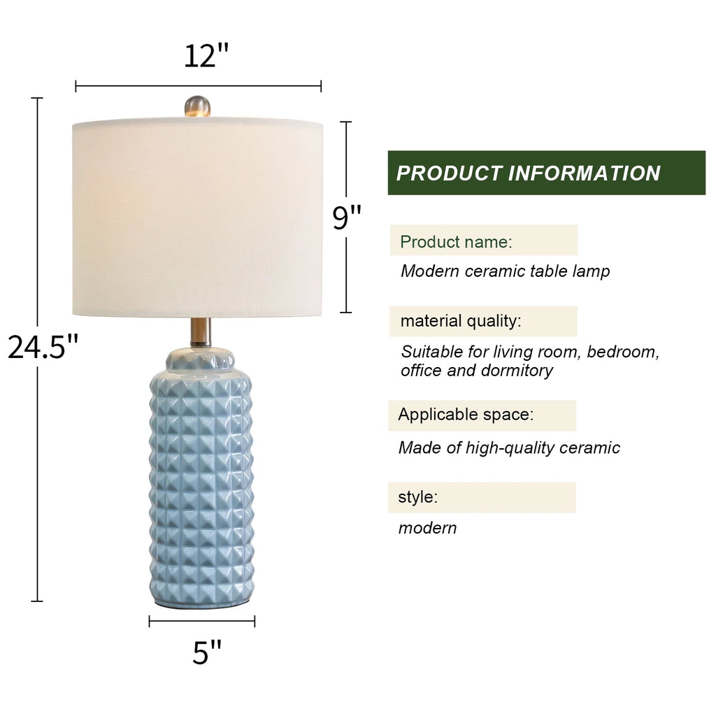 Light Blue 24.5" Ceramic Table Lamp Set of 2 K4290