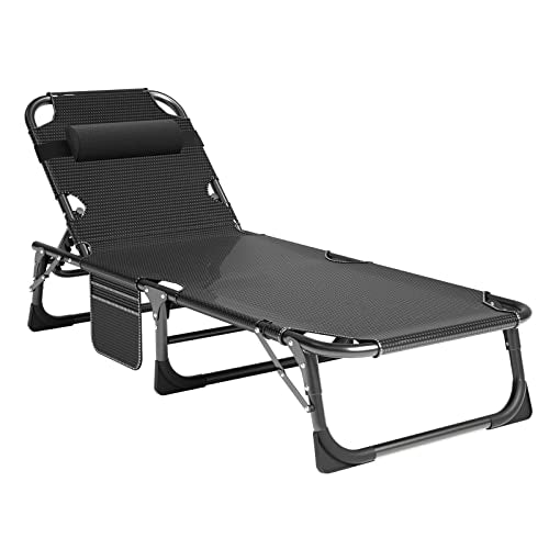 Adjustable 4-Position Folding Camping Cot with Pillow D19316