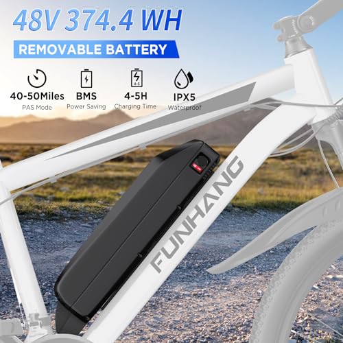 26'' 1000W Peak Electric Mountain Bike with 48V 374.4WH Removable Battery, 21-Speed D280