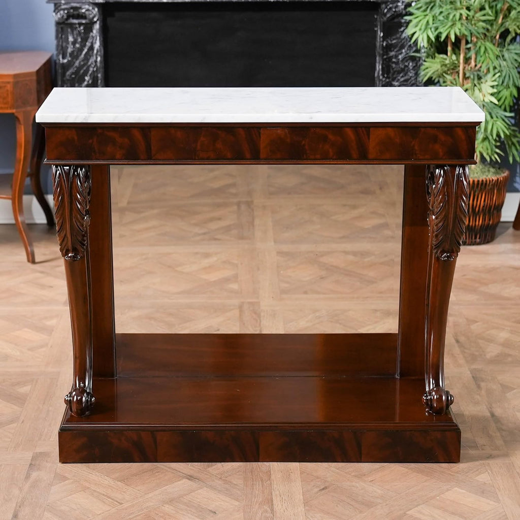 Mahogany Marble Top Console C126