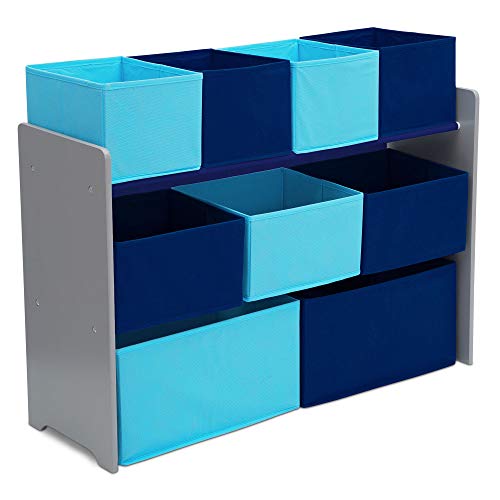 Grey/Blue Kids Wood Table and Chair Set with Toy Organizer A60108