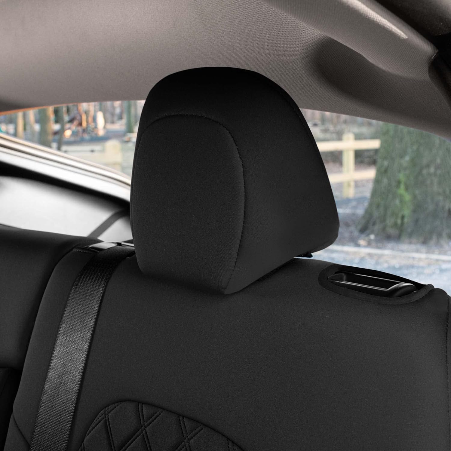 Black Neoprene Water Resistant Automotive Seat Covers Full Set O9071