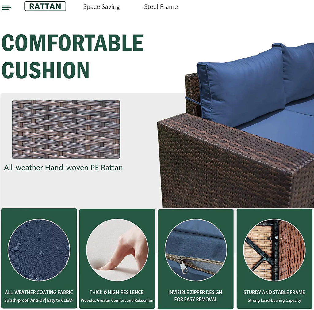 6 Pieces PE Wicker Outdoor Patio Sectional Sofa Set J199171