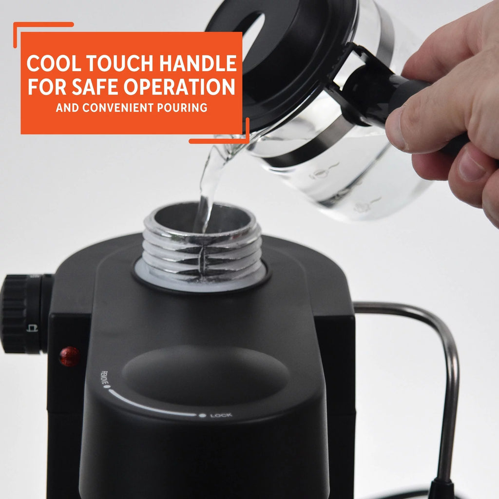 4 Cup Capacity Electric Espresso Cappuccino Maker 800 Watts Black F393