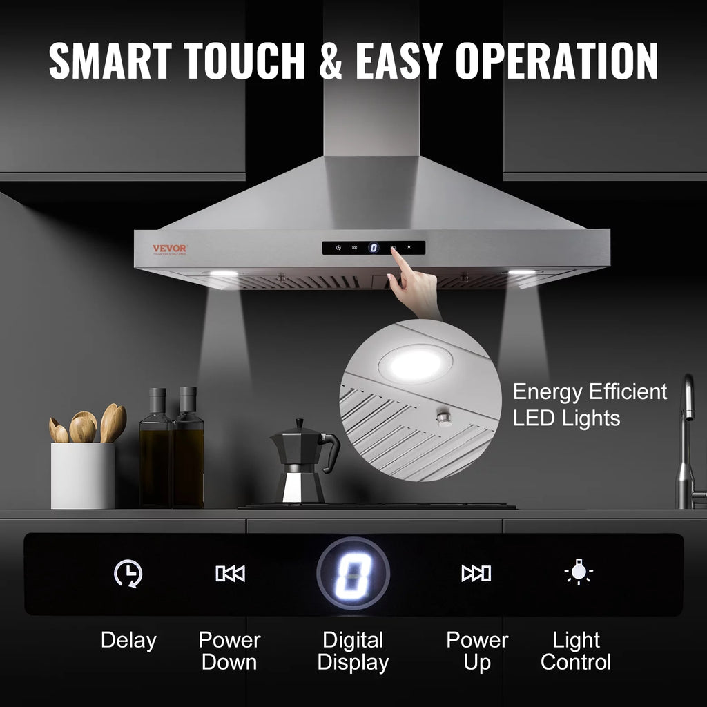 30" 350cfm 3 Speed Wall Mount Range Hood Stainless Steel C385