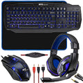 RGB Gaming Accessories Kit 4-in-1 Rainbow LED Backlight Bundle with Multimedia Keyboard, Optical Mouse, Mouse Pad & Headset Y546