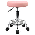 Pink PU Leather Rolling Stool with Foot Rest F7244