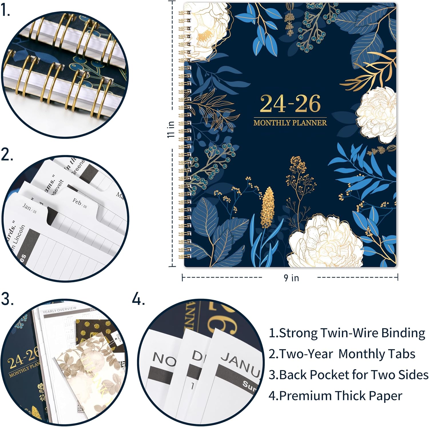 24 Month Monthly Planner, 11" x 9", Twin-Wire Binding X591761