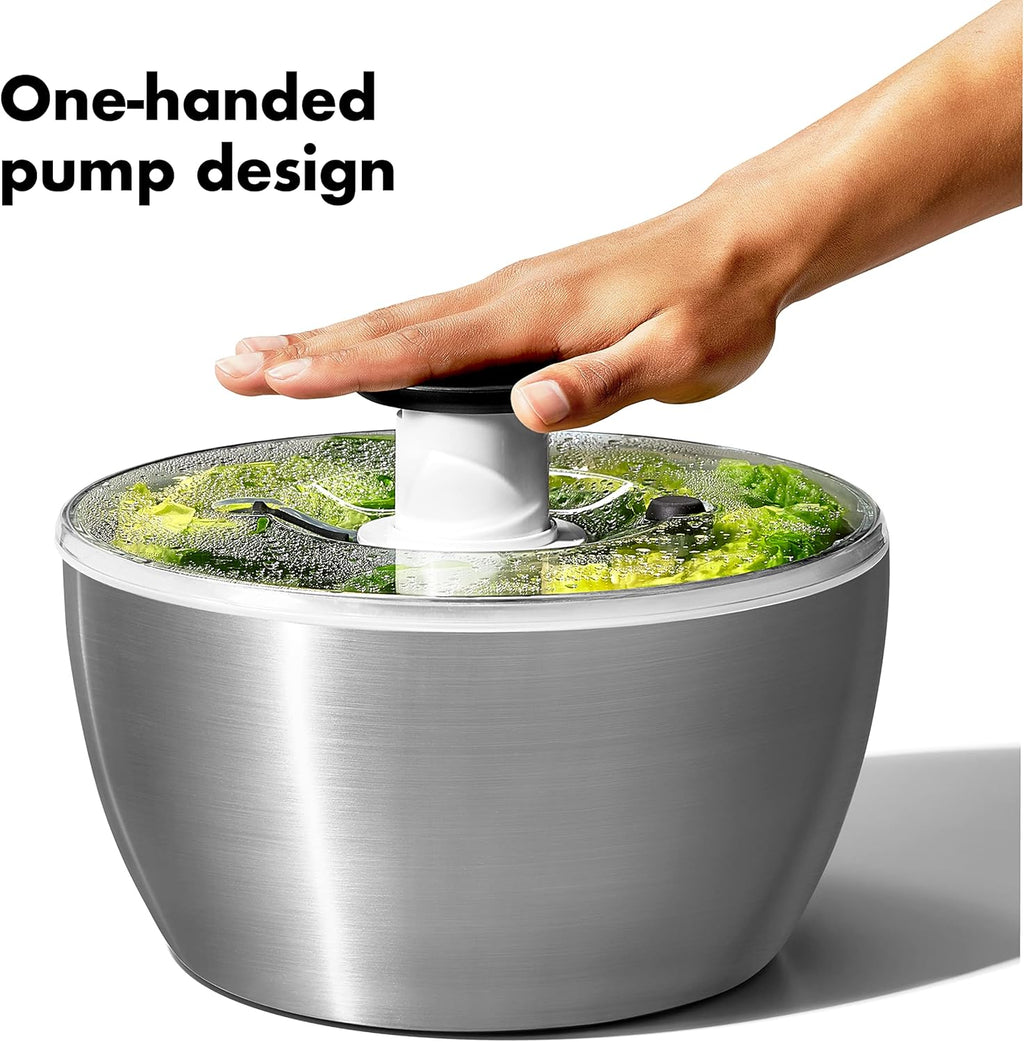 6.34 Qt Stainless Steel Salad Spinner G136824