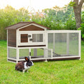 2 Story Wooden Rabbit Hutch with 3 Removable Tray T339732
