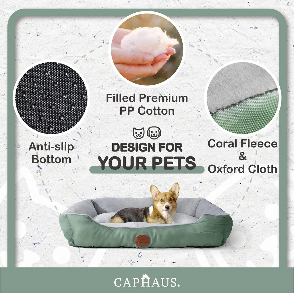 Blue Brown Gray Dog Bolster Couch Bed A4280