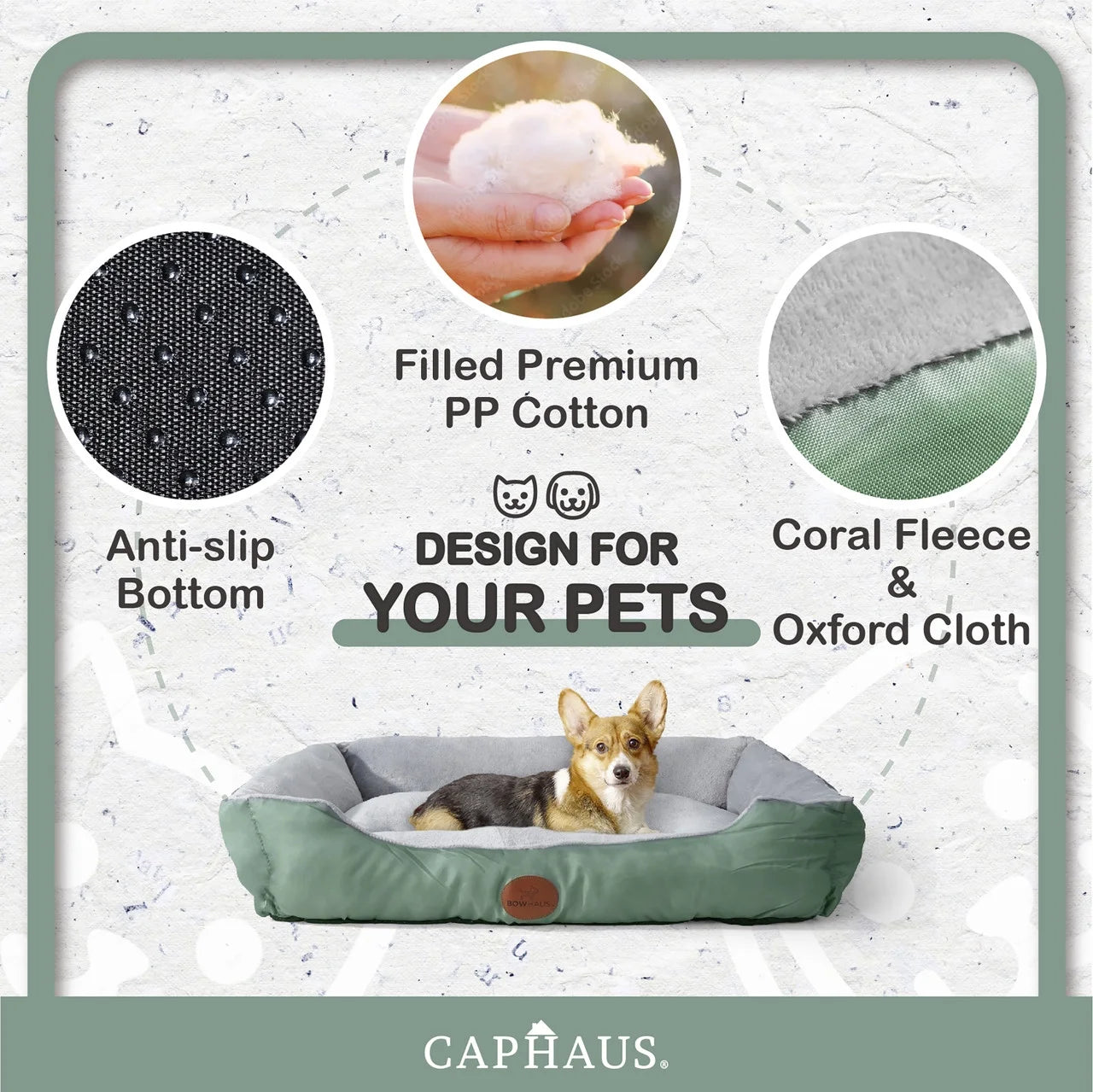 Blue Brown Gray Dog Bolster Couch Bed A4280