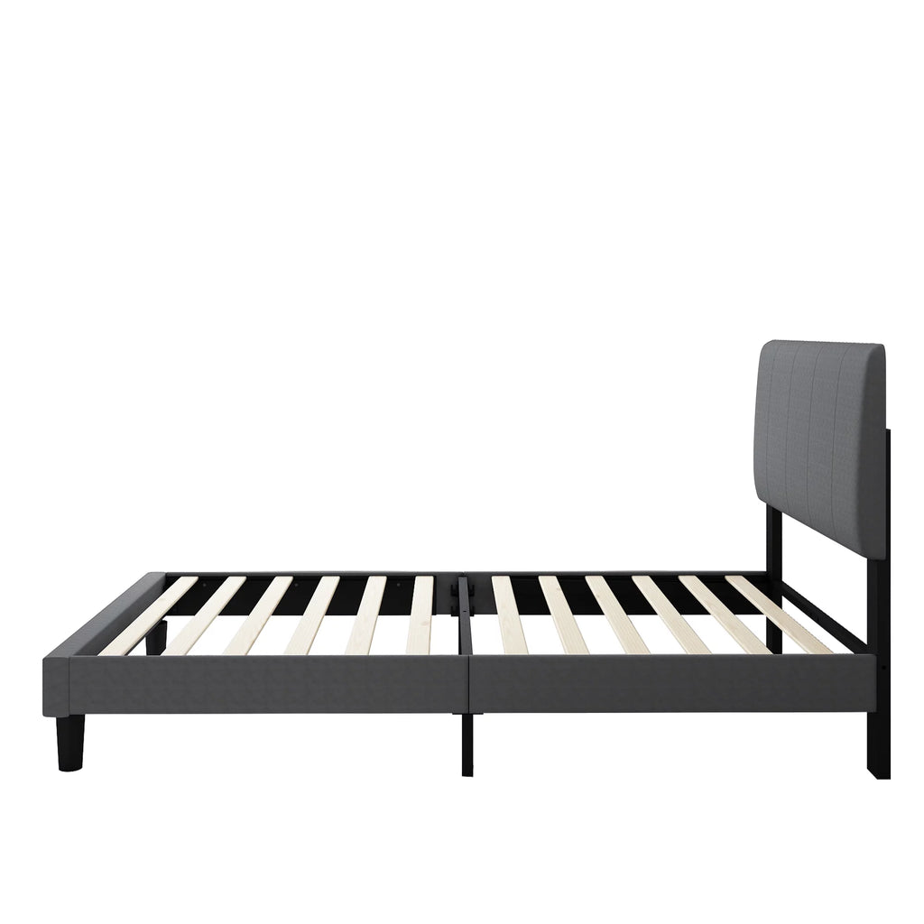 Grey Twin Size Fabric Upholstered Platform Bed Frame W1219