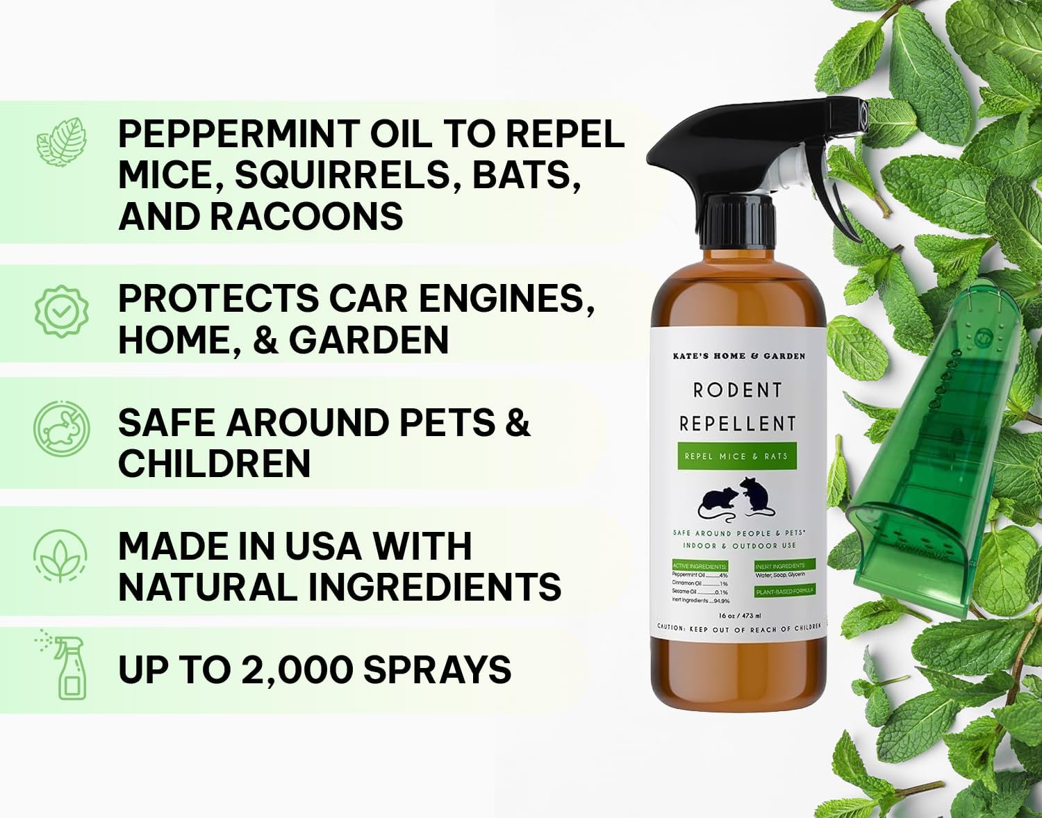Peppermint Oil Spray for Rodents (16oz, Non Toxic) N9593