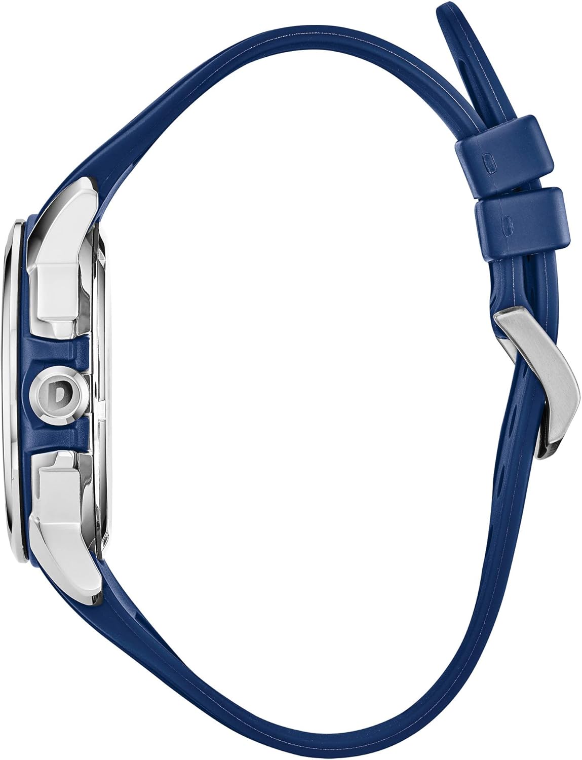 Blue Dial Stainless Steel Watch with Blue Polyurethane Strap P80418