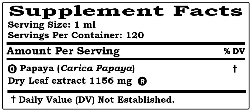 Papaya Dry Leaf Alcohol-Free Liquid Extract Glycerite 4 Fl.Oz E470258