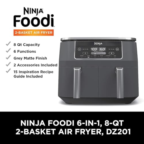 10 Quart DualZone XL 2-Basket Air Fryer, Grey Q856448
