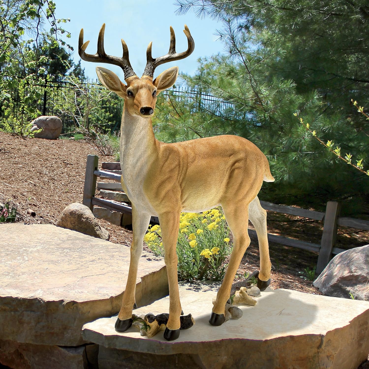 Woodland Buck Deer Garden Statue, 23 Inches Wide, 13 Inches Deep, 37 Inches High Q867192