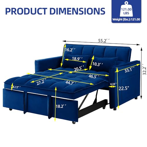 3-In-1 Velvet Sleeper Sofa with Storage Bag & Pillow O97356