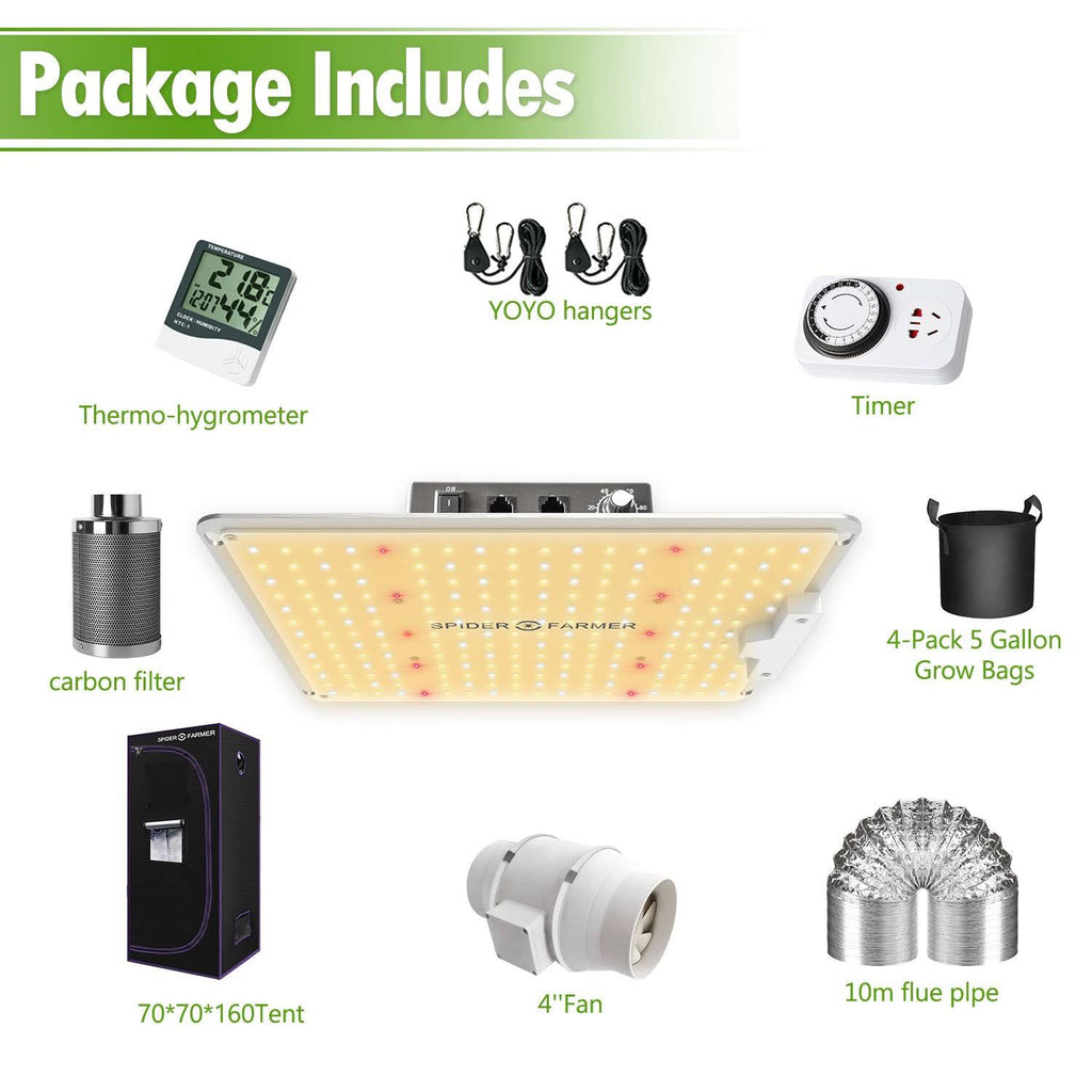 70x70x160cm LED Grow Light Full Spectrum Grow Tent Kit with Carbon Filter U3887