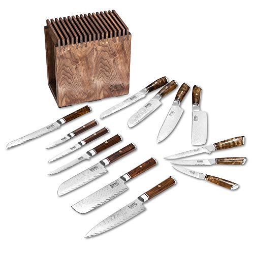 8 Piece Damascus Steel VG10 Stainless Steel Knife Set with Wood Block M5087