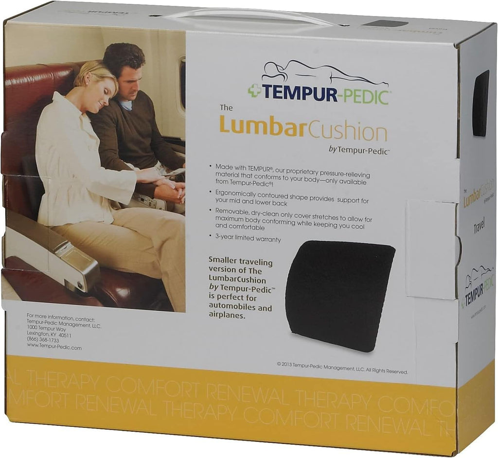 Black Travel Lumbar Cushion with Fabric Cover B421