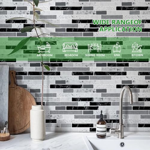 10-Sheet Self-Adhesive Vinyl Backsplash Tiles (Gray) S5219