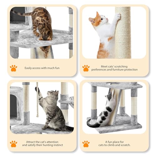 Dark Gray and White Multi-Level Cat Tree with Scratching Posts K552480