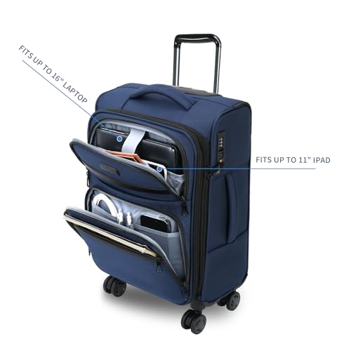 Black Softside Expandable Carry On Luggage with Spinner Wheels & TSA Lock, USB Port, 20-Inch I28952