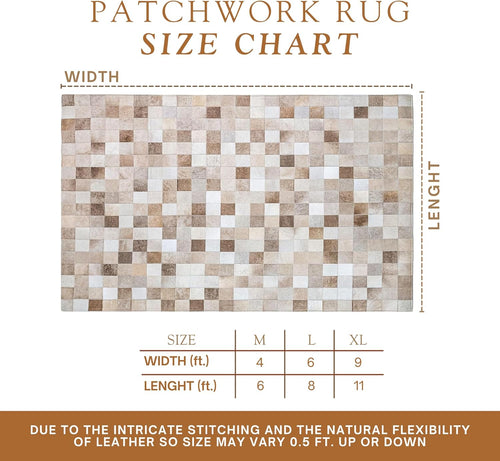 100% Genuine Patchwork Cowhide Rug - Taupe-Champagne, Medium (4x6 Ft.) F466