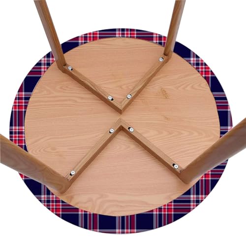 Multicolor Elastic Fitted Round Tablecloth Plaid Fits 45"-50" Diameter Tables R961847