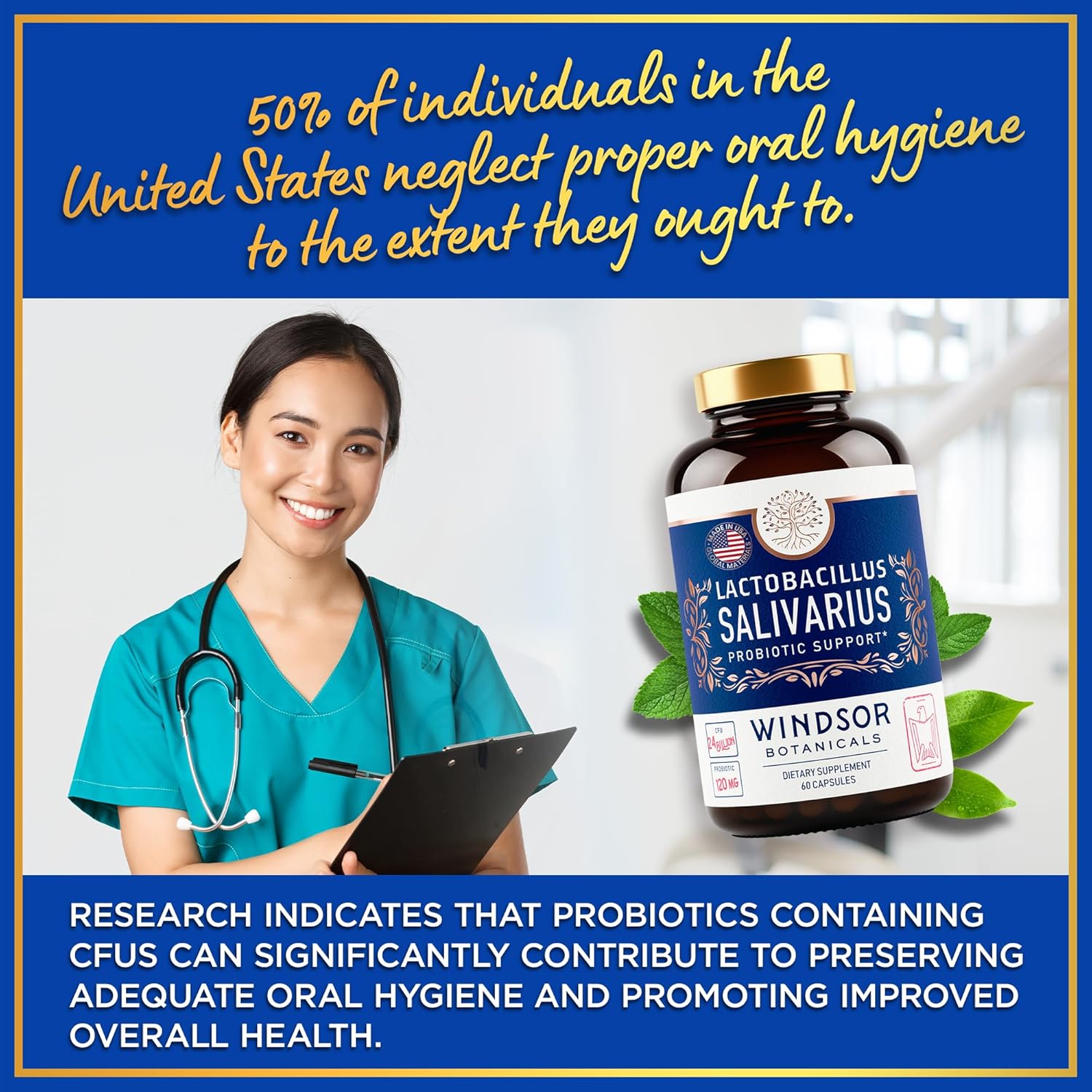 Lactobacillus Salivarius Probiotic Capsules, 24bn CFU, 2-Pack 120 Caps L236