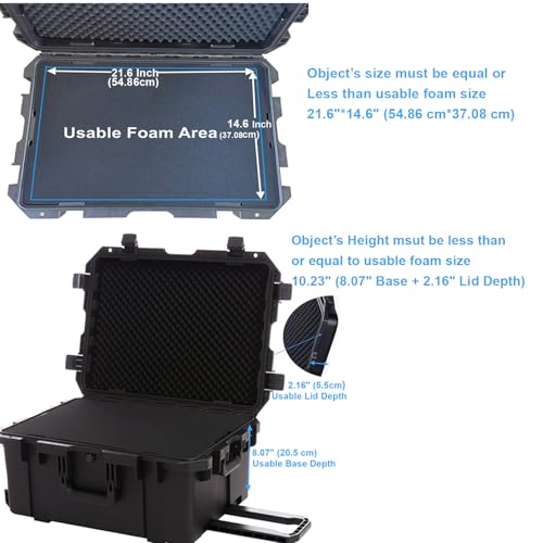 27 Inch Waterproof Hard Case with Wheels Customizable Foam W953