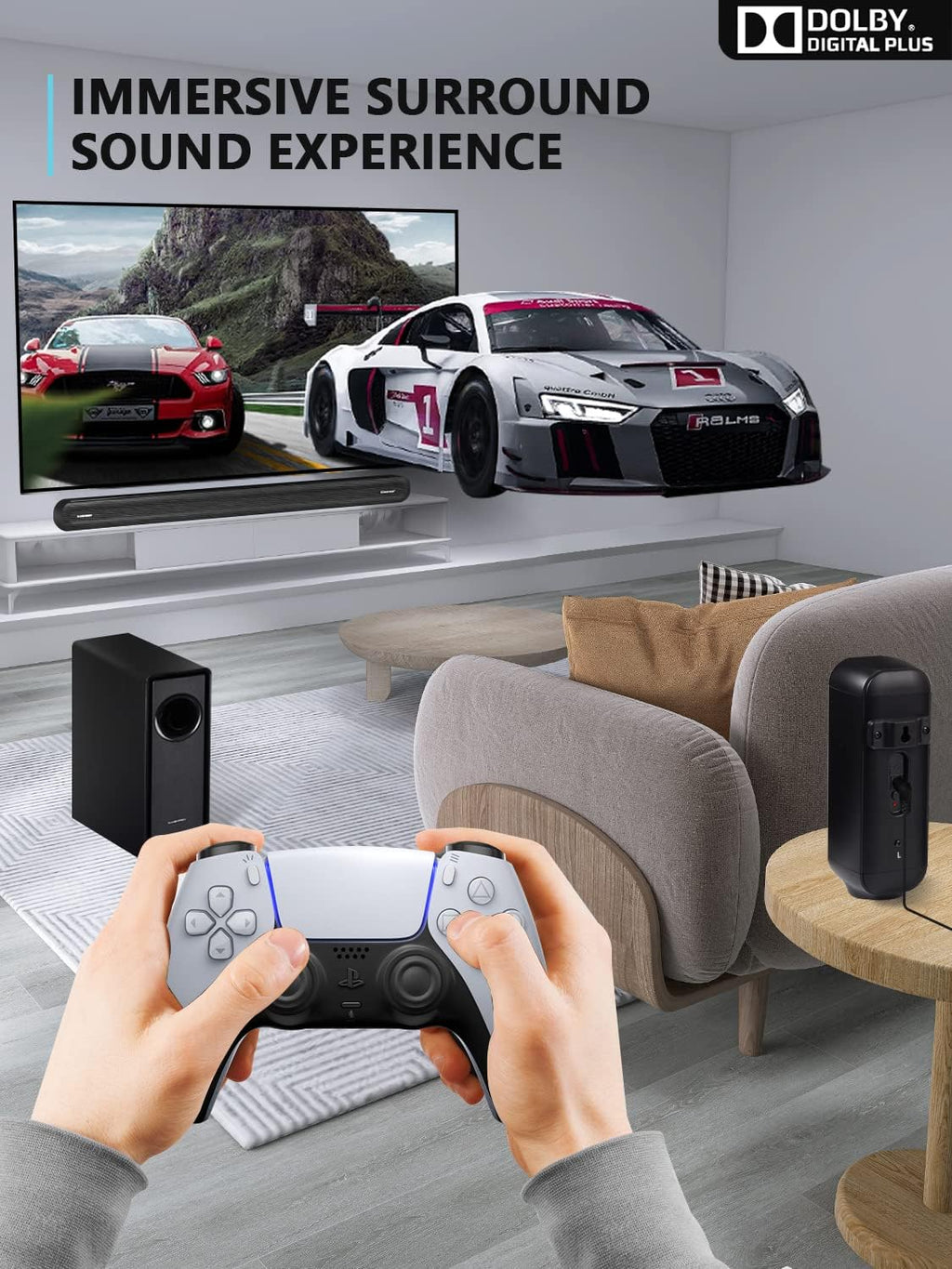 5.1 CH Surround Sound Bar with Dolby Audio, Wireless Subwoofer & Rear Speaker, Bluetooth 5.3 I403660