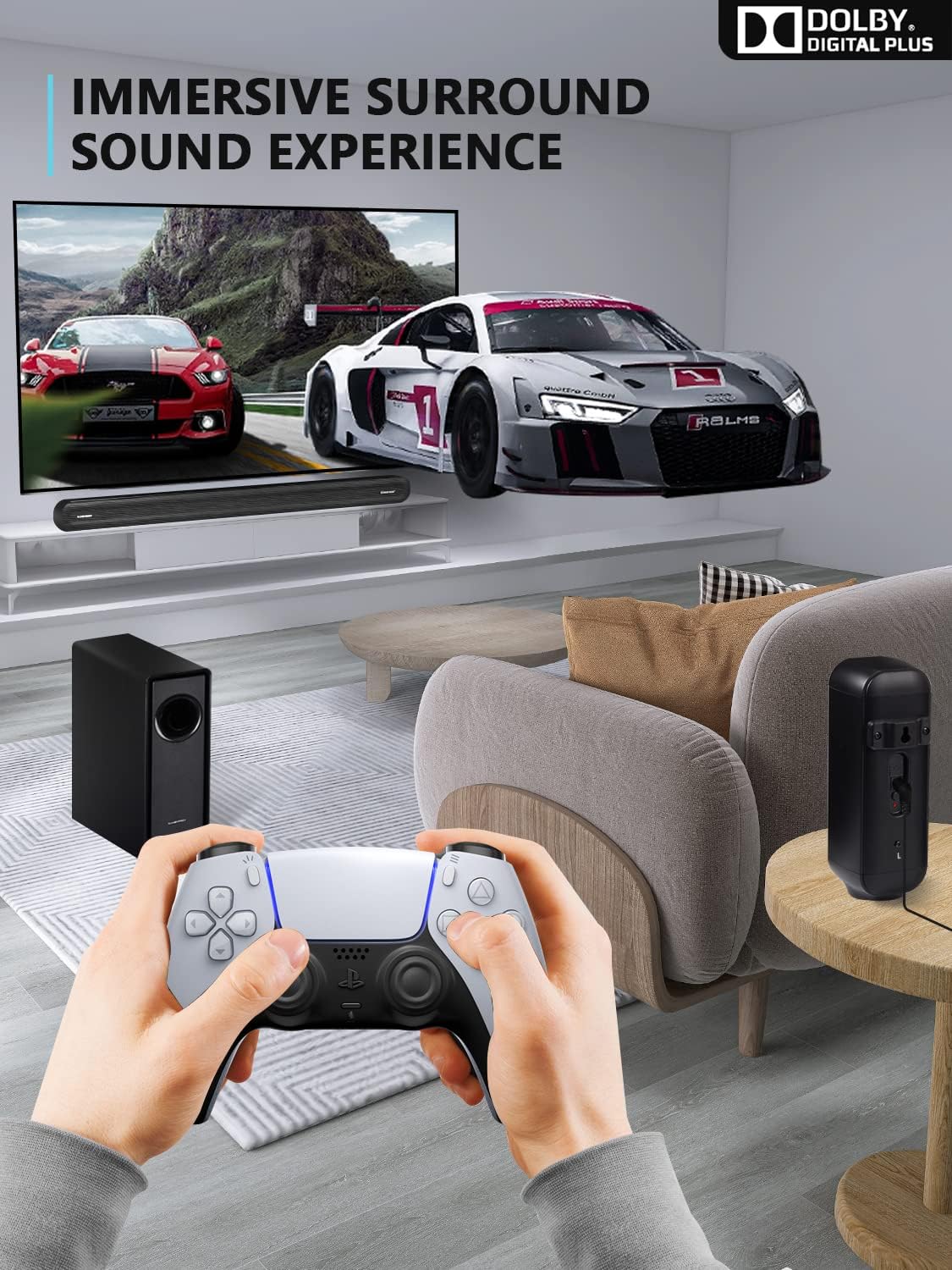 5.1 CH Surround Sound Bar with Dolby Audio, Wireless Subwoofer & Rear Speaker, Bluetooth 5.3 I403660