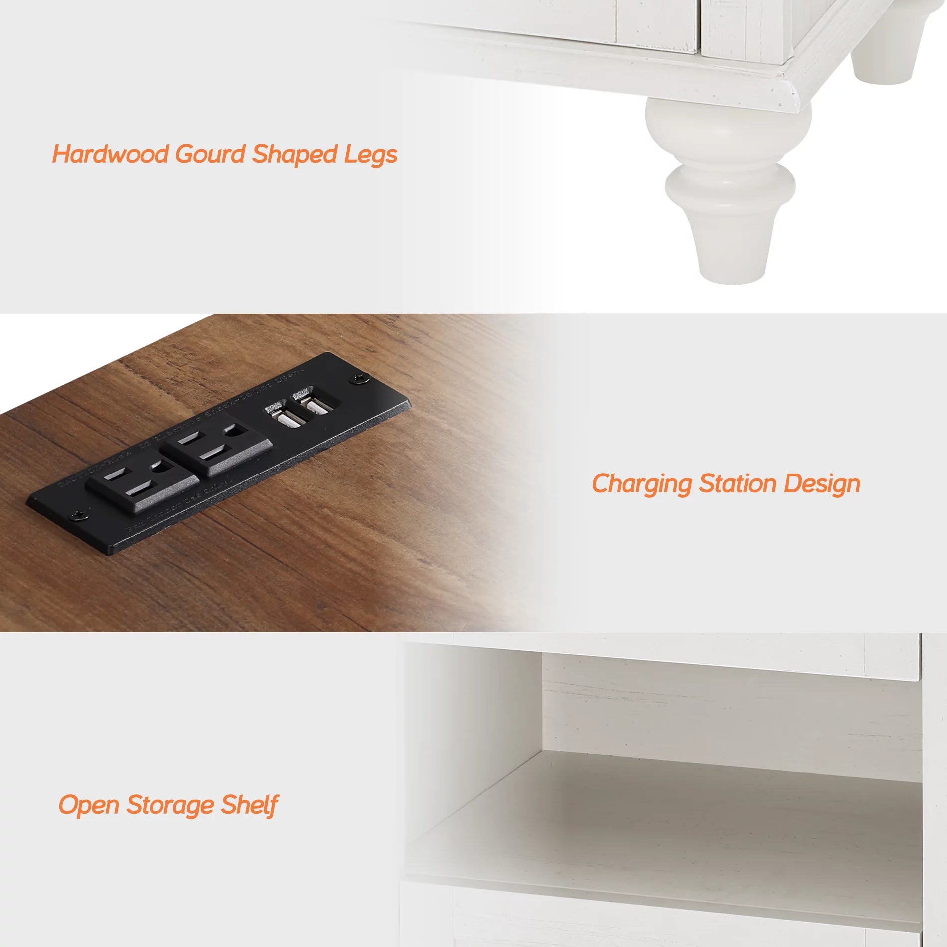 White Set of 2 Wooden Nightstand with 2 Drawers C509283