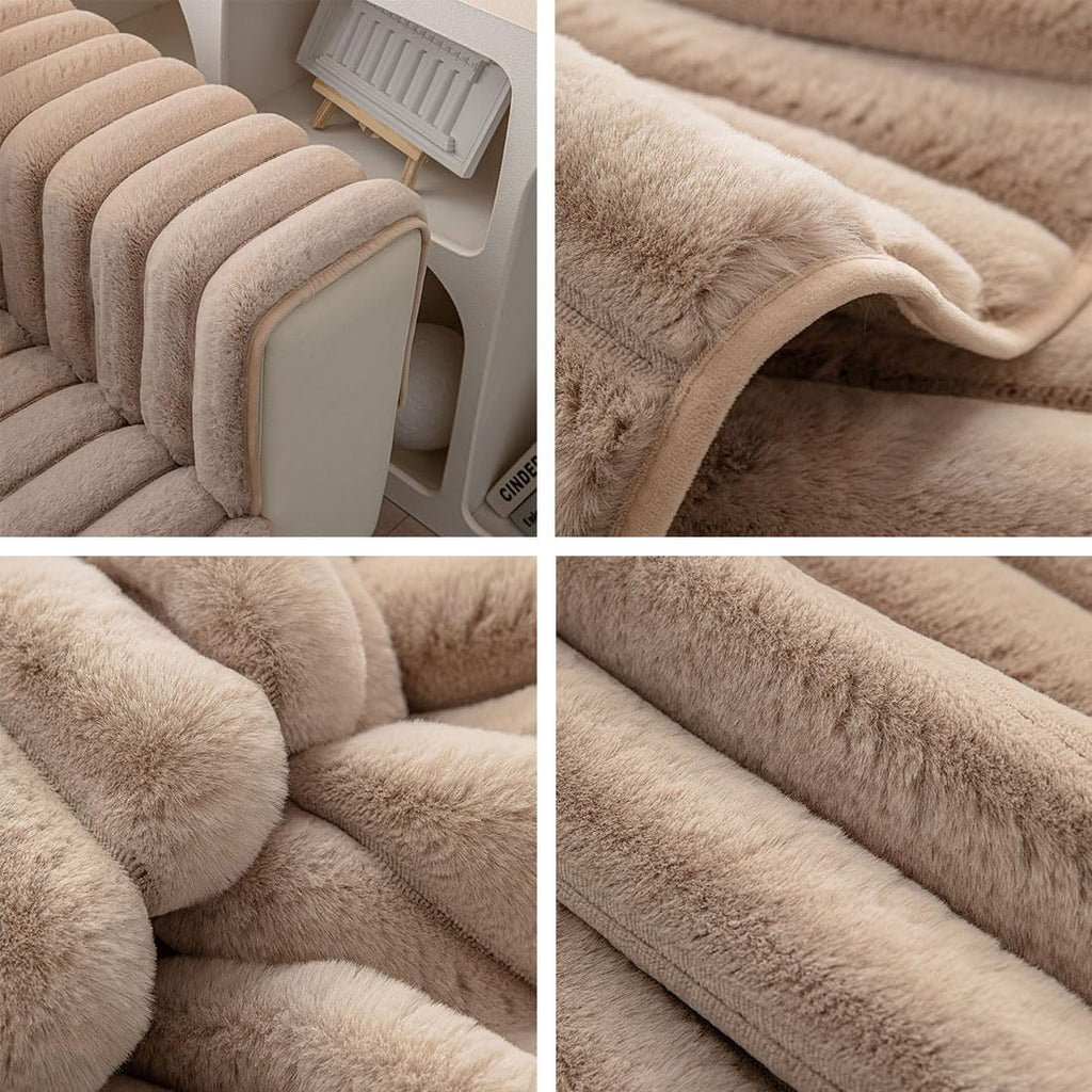 Light Coffee 28"x28" Faux Fur Sofa Cover B343