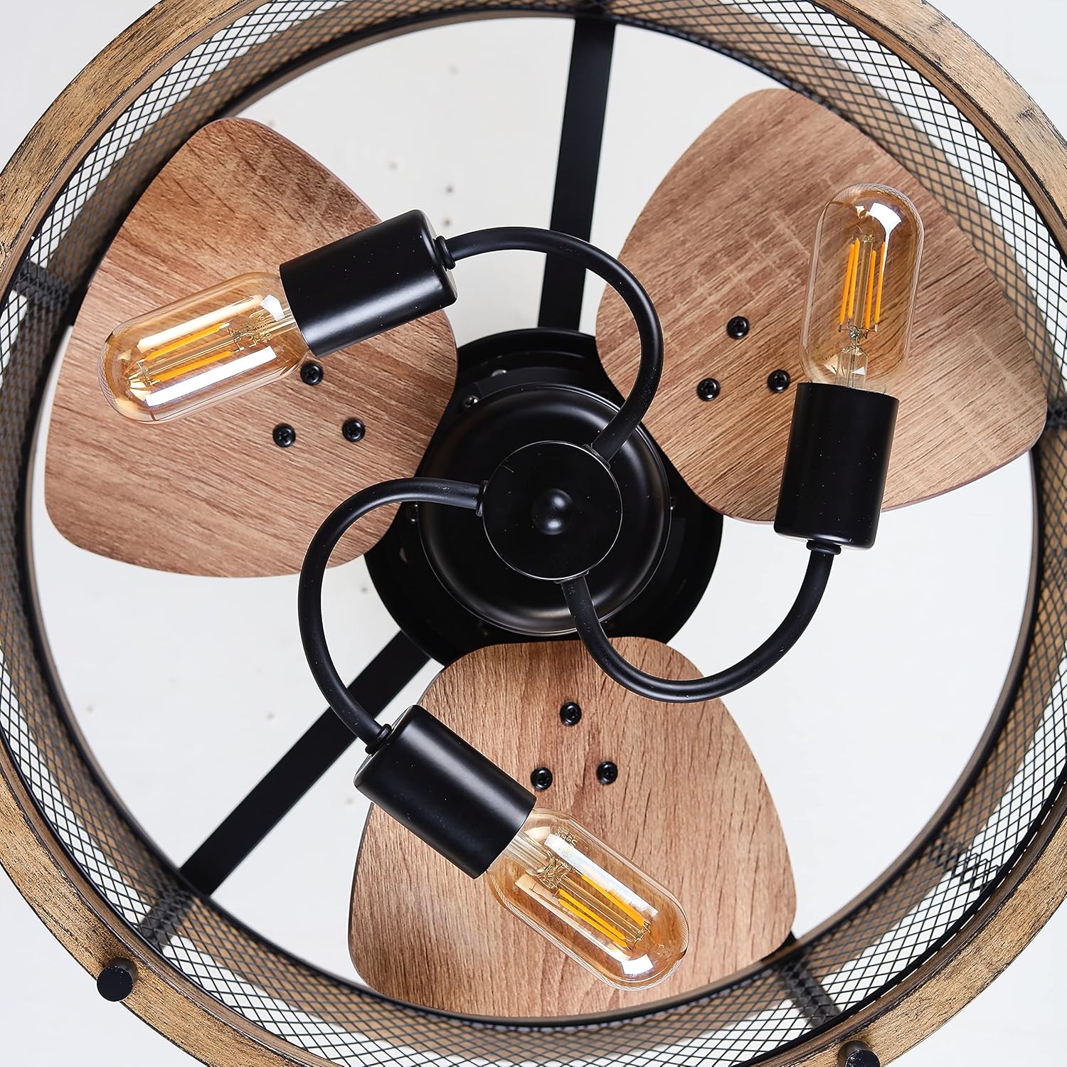 20-inch Industrial Caged Ceiling Fan with Lights Remote Control Y639