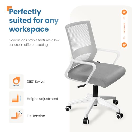 Black Mesh Office Desk Chair with Wheels L455