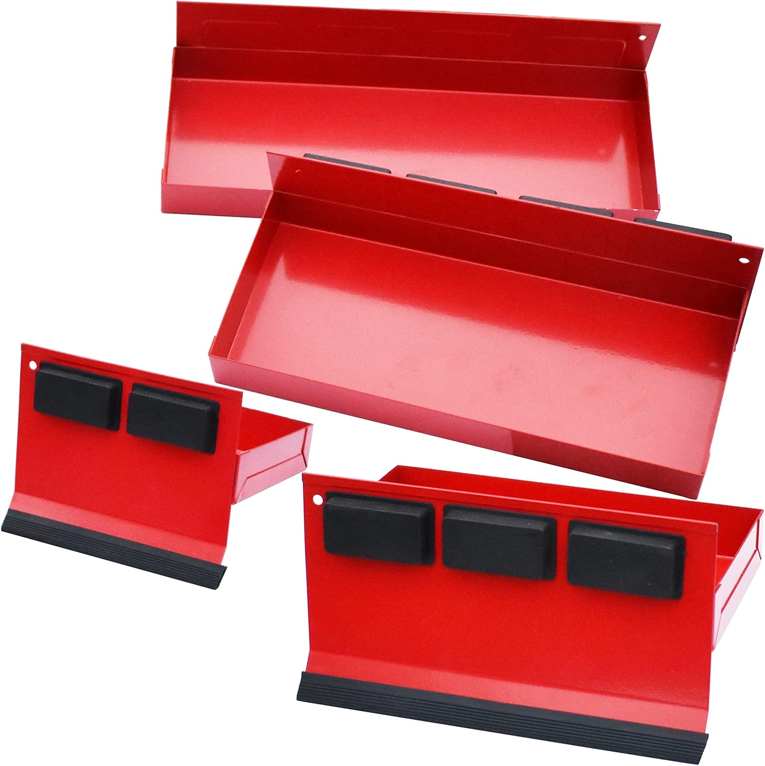 Magnetic Shelf 4-Pcs Set - Red Metal Tool Box with Strong Magnets - Pack of 2 U293