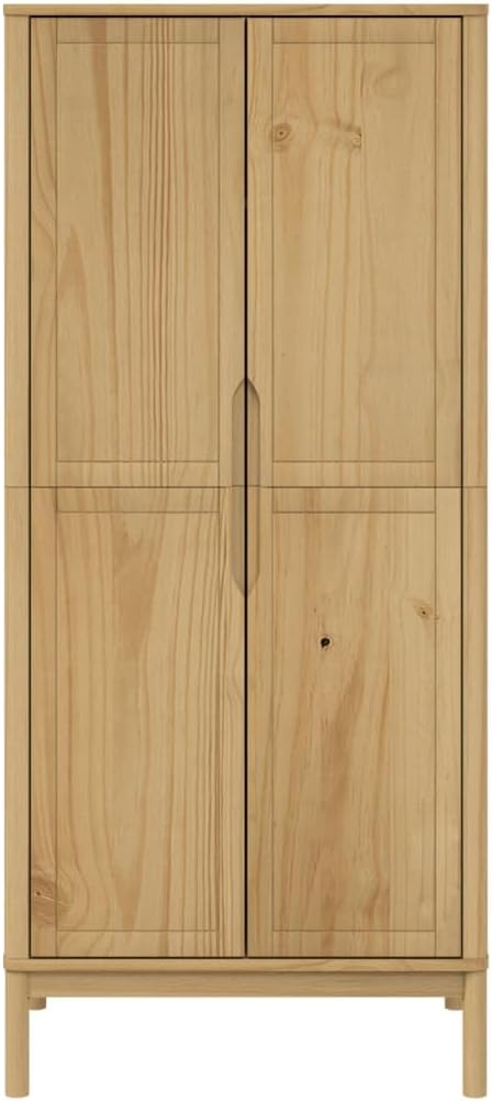 Brown Solid Wood Pine Wardrobe V430744