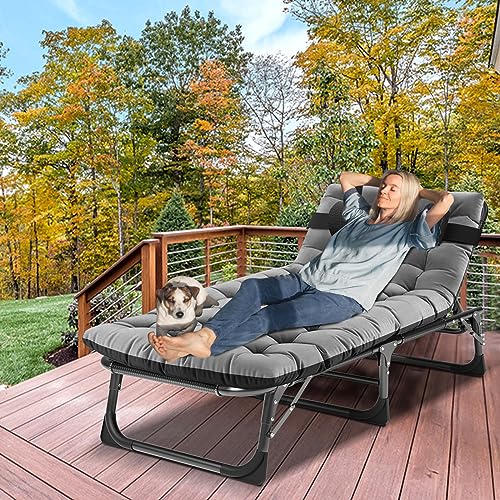 Adjustable 4-Position Folding Camping Cot with Pillow D19316