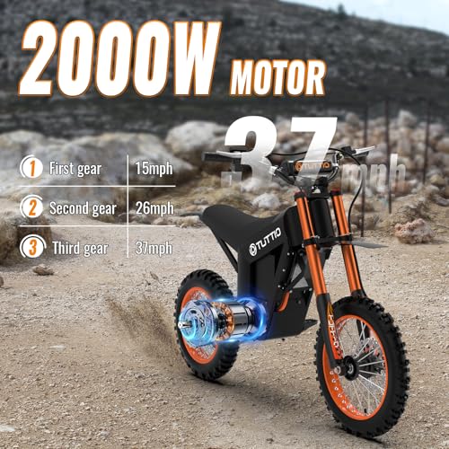 Electric Dirt Bike 2000W, 37MPH Speed, 14"/12" Fat Tires Electric Motorcycle, 48V 21AH Battery L789818