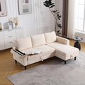 Beige L Shape Chenille Pull Out Sofa Bed Y304