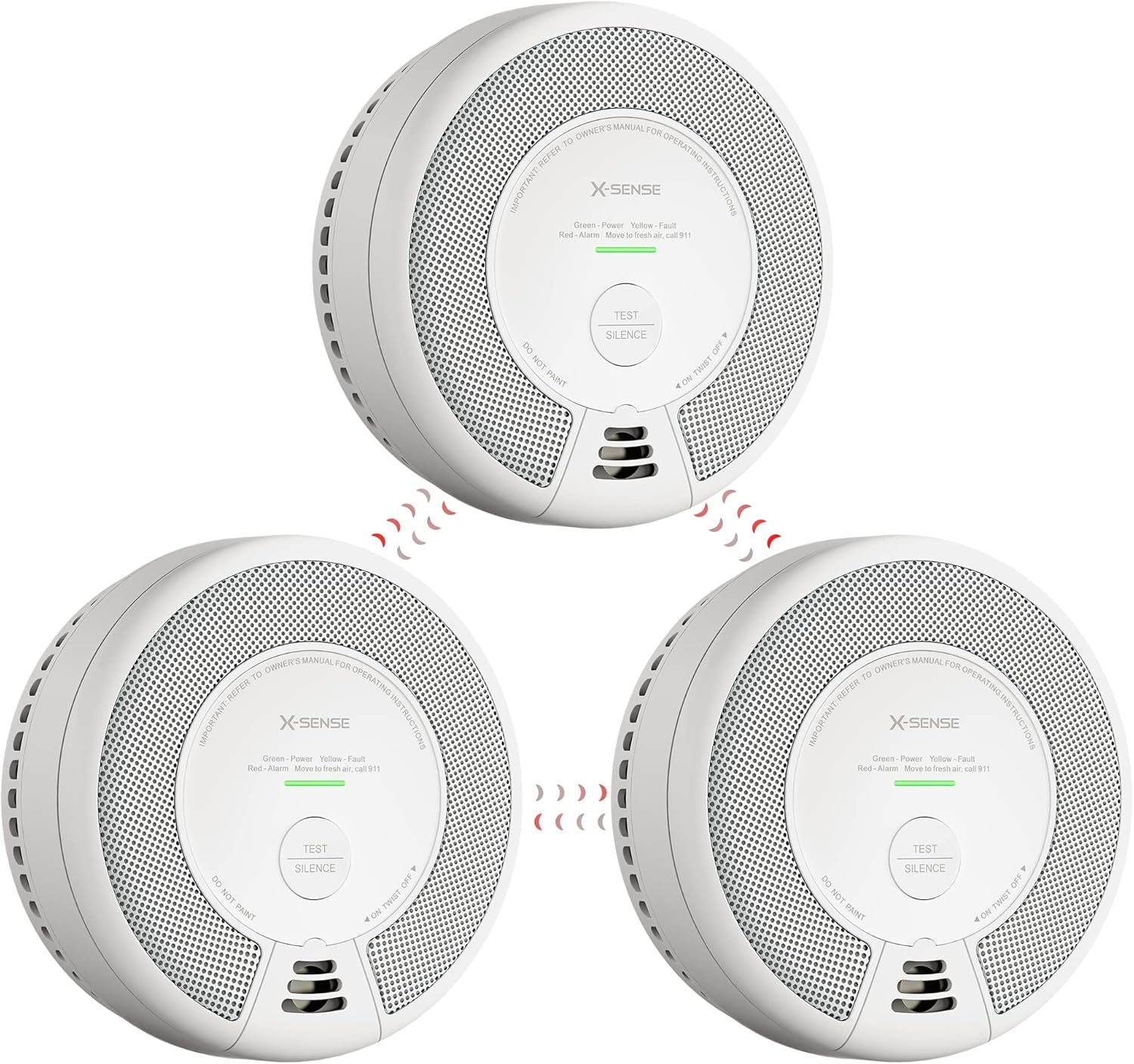 Pack of 3 Wireless Interconnected Smoke and Carbon Monoxide Detector P3663